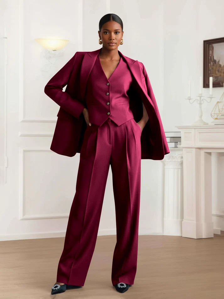 Hope | Women's Three Piece Pant Suit with Vest and Peak Lapel Blazer