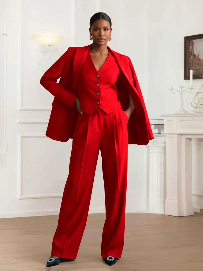 Hope | Women's Three Piece Pant Suit with Vest and Peak Lapel Blazer