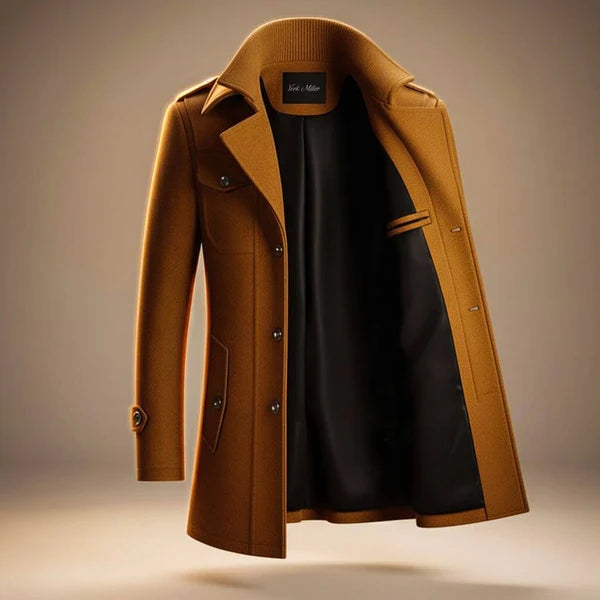 Houston | Men’s Collared Button Front Long Sleeve Trench Coat
