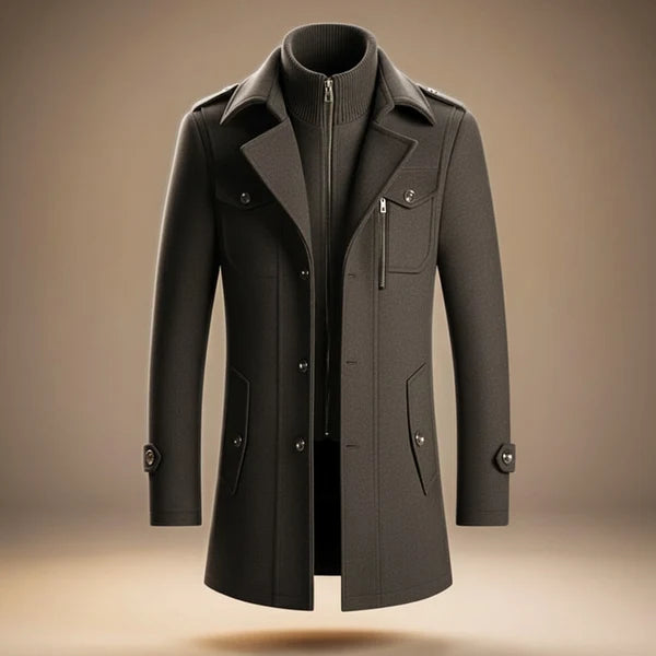 Houston | Men’s Collared Button Front Long Sleeve Trench Coat