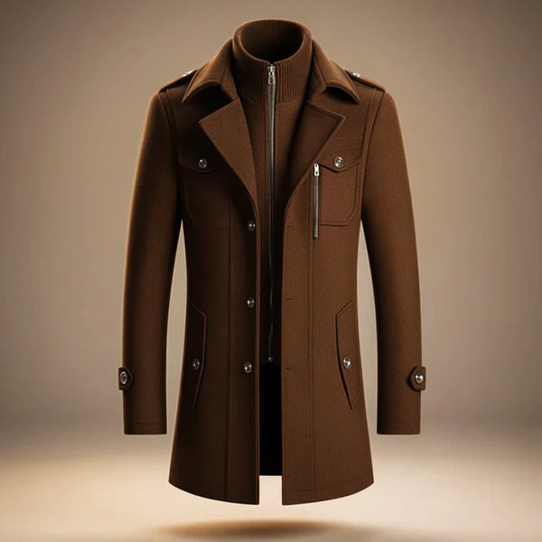 Houston | Men’s Collared Button Front Long Sleeve Trench Coat