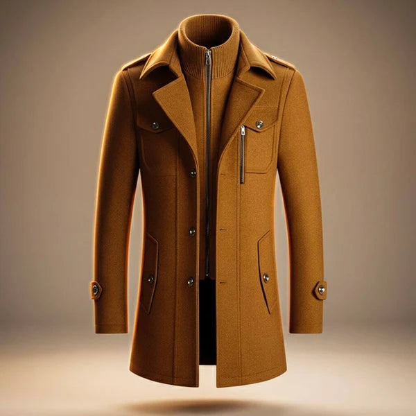 Houston | Men’s Collared Button Front Long Sleeve Trench Coat