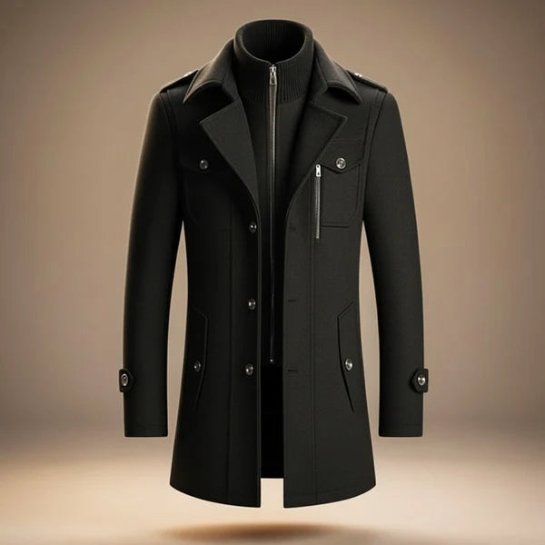 Houston | Men’s Collared Button Front Long Sleeve Trench Coat