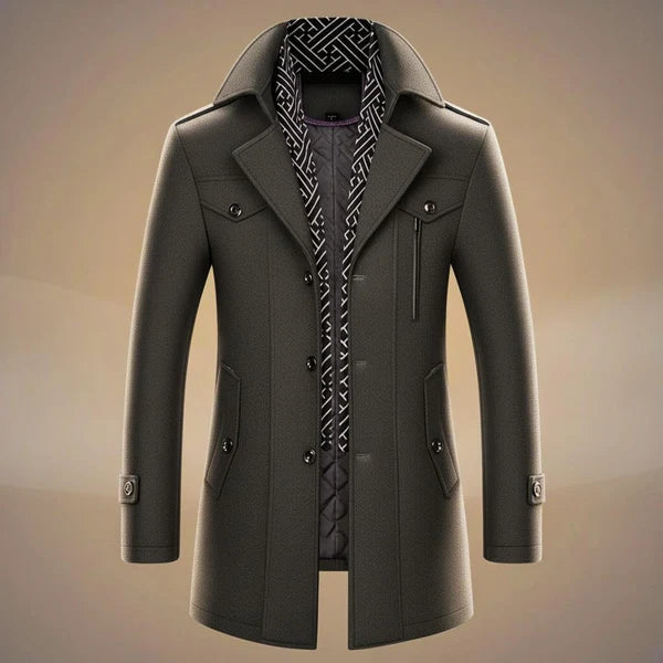 Howard | Men’s Long Sleeve Button Front Pocket Trench Coat