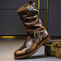 Hudson | Men’s Round Toe Buckle Strap Mid Calf Boots