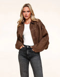 Imani | Women’s Collared Zip Up Oversized Bomber Jacket