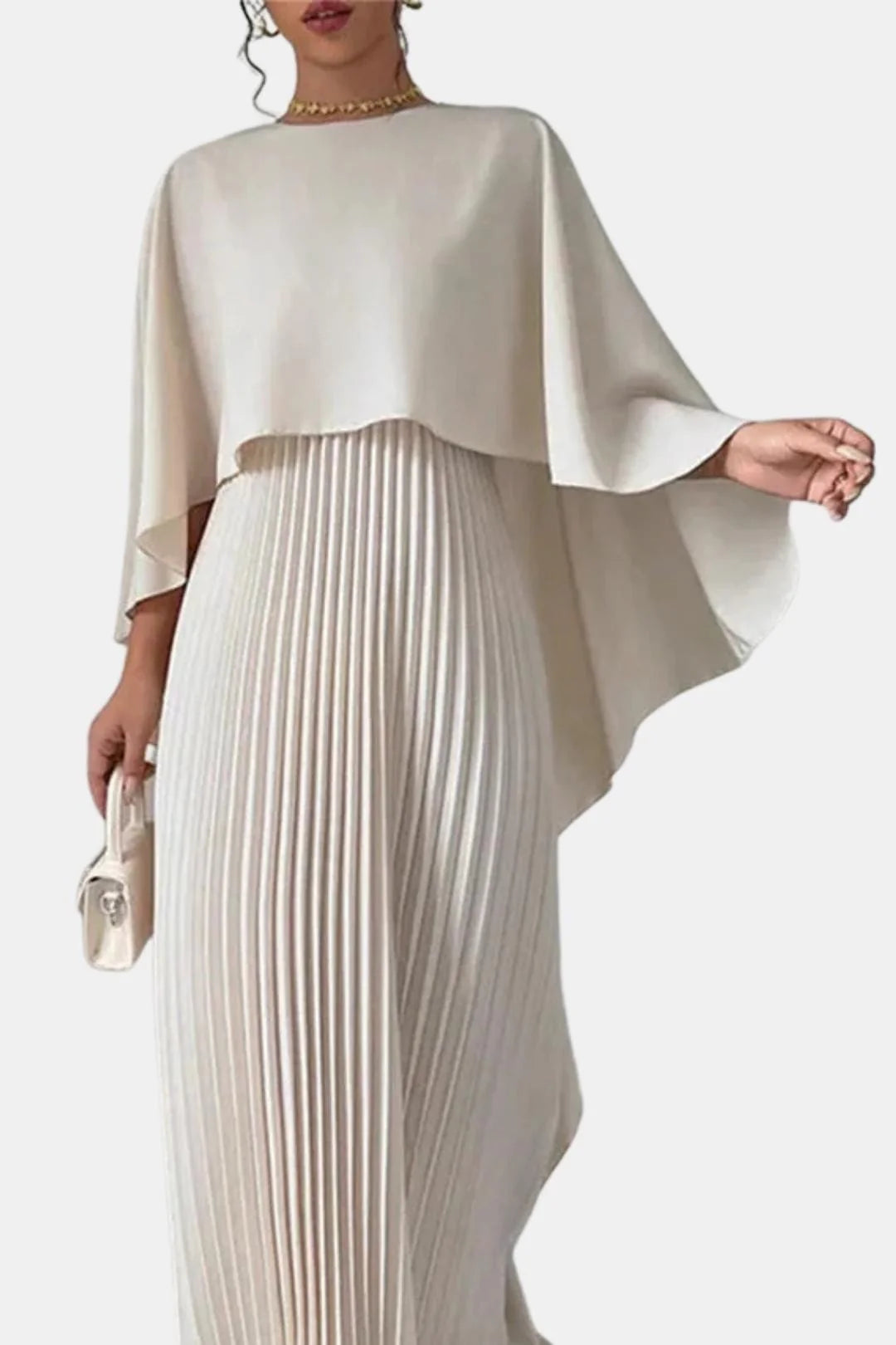 India | Women's Pleated High Neck Flowy Wedding Guest Dress