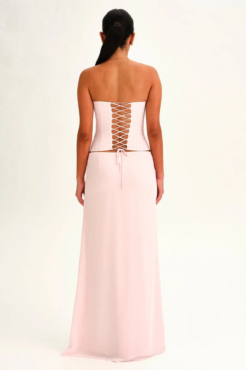Indira | Women’s Strapless Waist Tie Cropped Two Piece Set