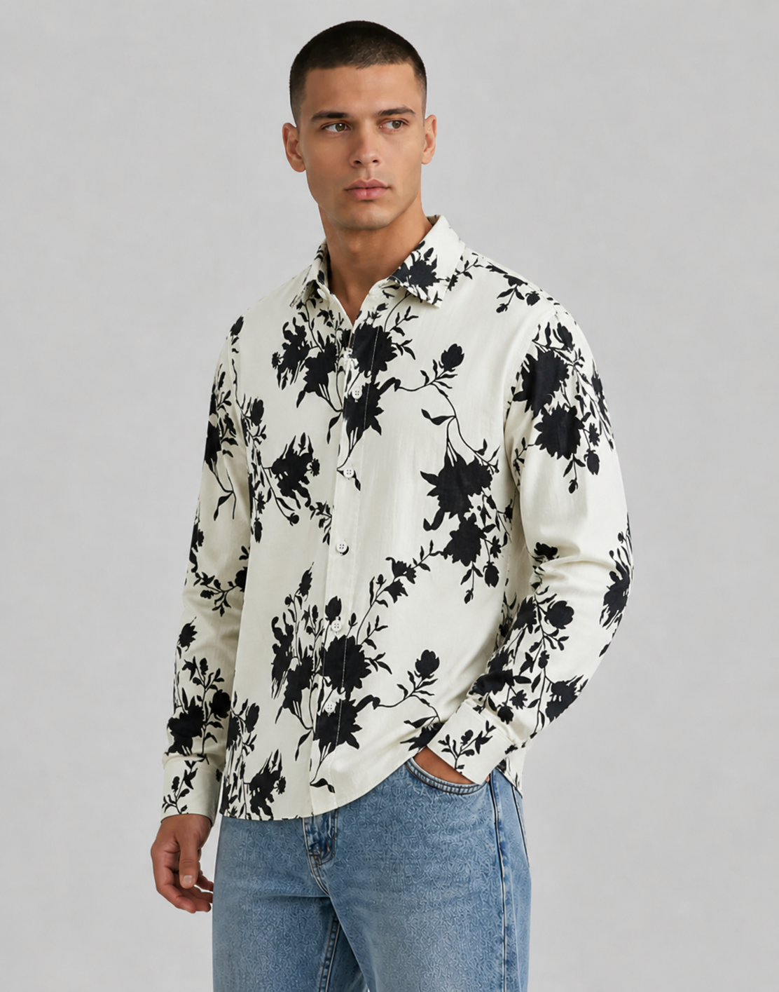 Ismael | Men's Botanical Floral Long Sleeve Dress Shirt