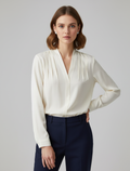 Jacqueline | Women's V-Neck Long Sleeve Pleated Blouse