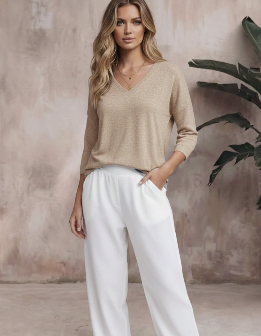 Jane | Women’s V Neck Mid Sleeve Summer Top