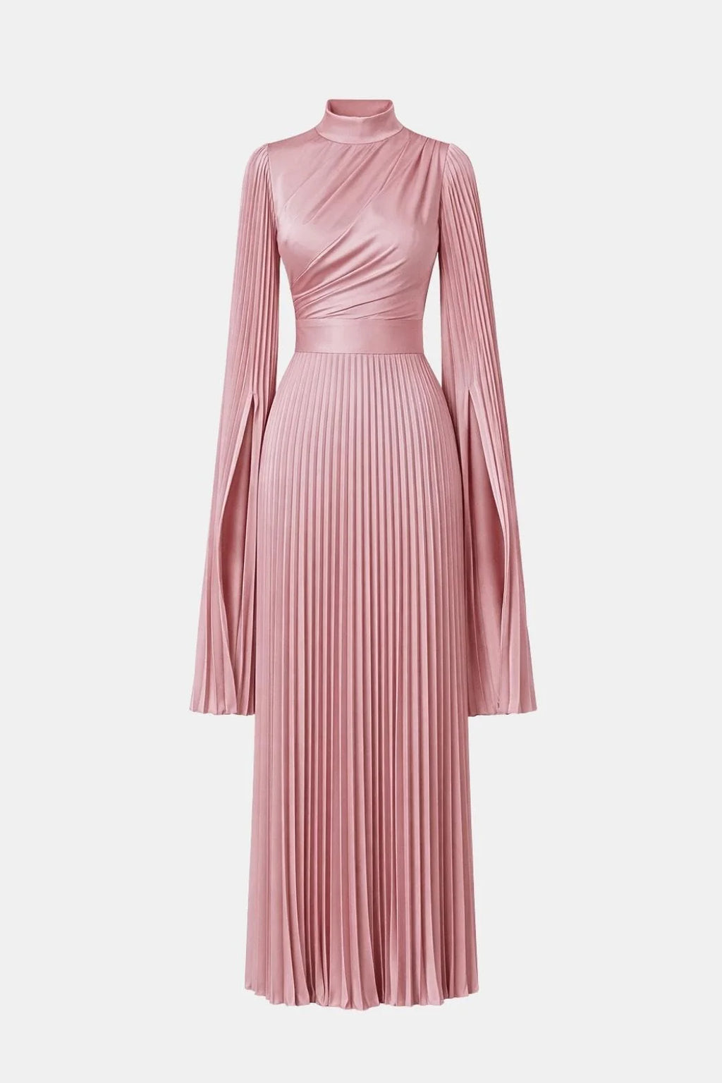 Janelle | Women's Pleated Long Sleeve Flowy Wedding Guest Dress
