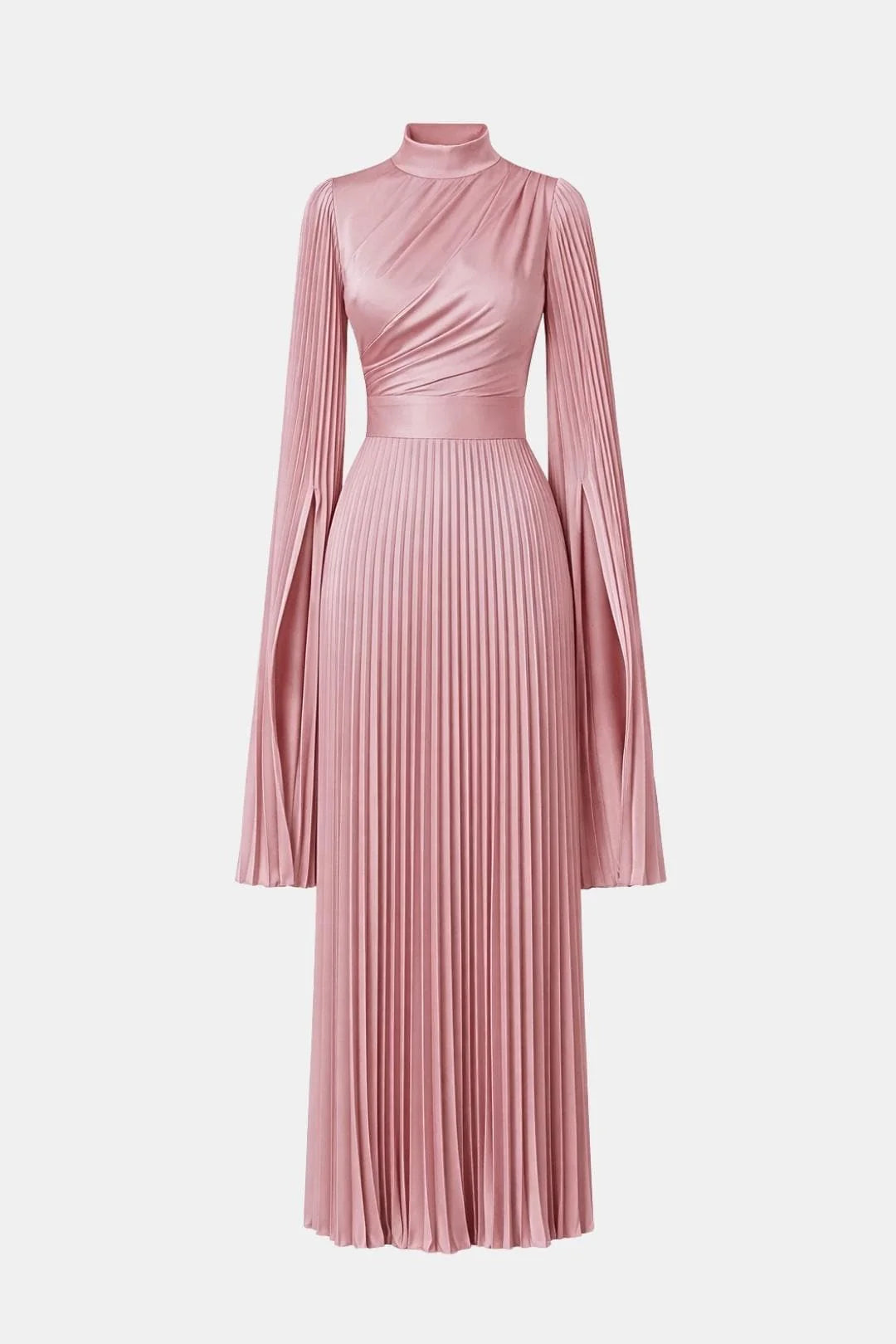Janelle | Women's Pleated Long Sleeve Flowy Wedding Guest Dress