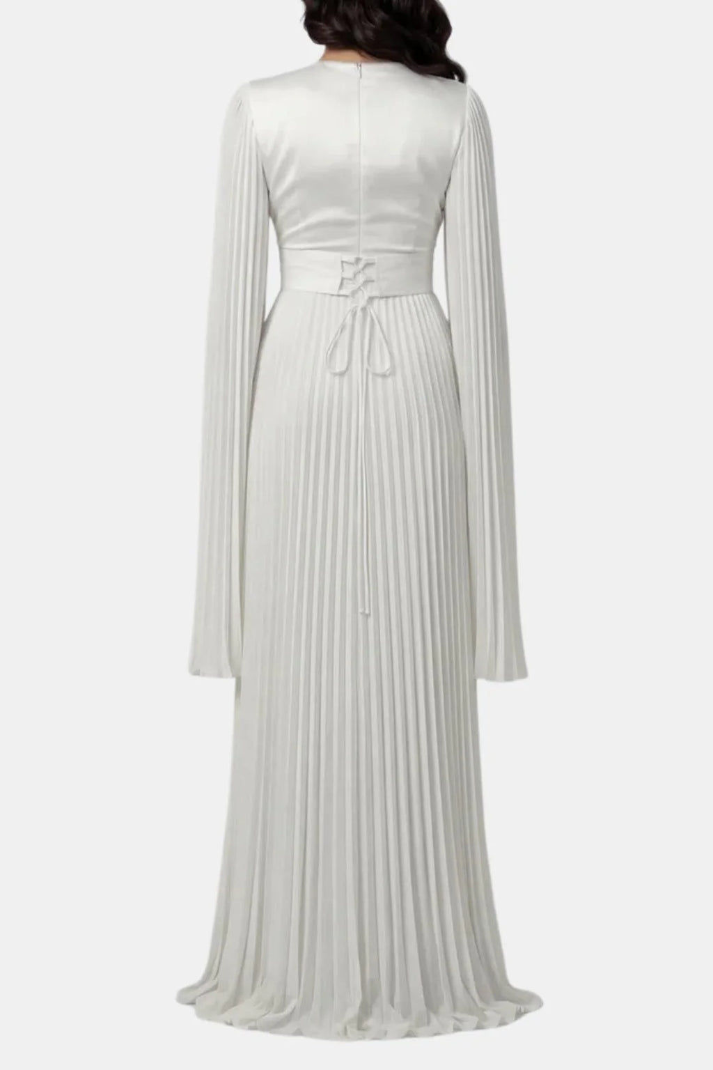 Janelle | Women's Pleated Long Sleeve Flowy Wedding Guest Dress
