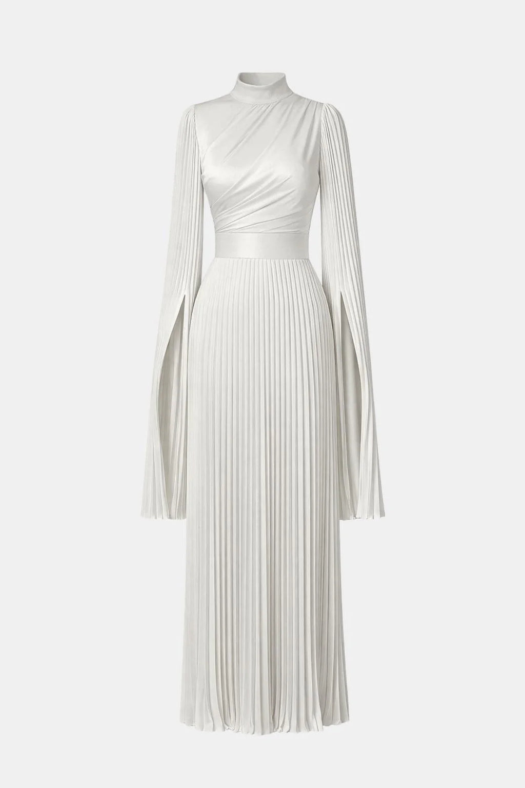 Janelle | Women's Pleated Long Sleeve Flowy Wedding Guest Dress
