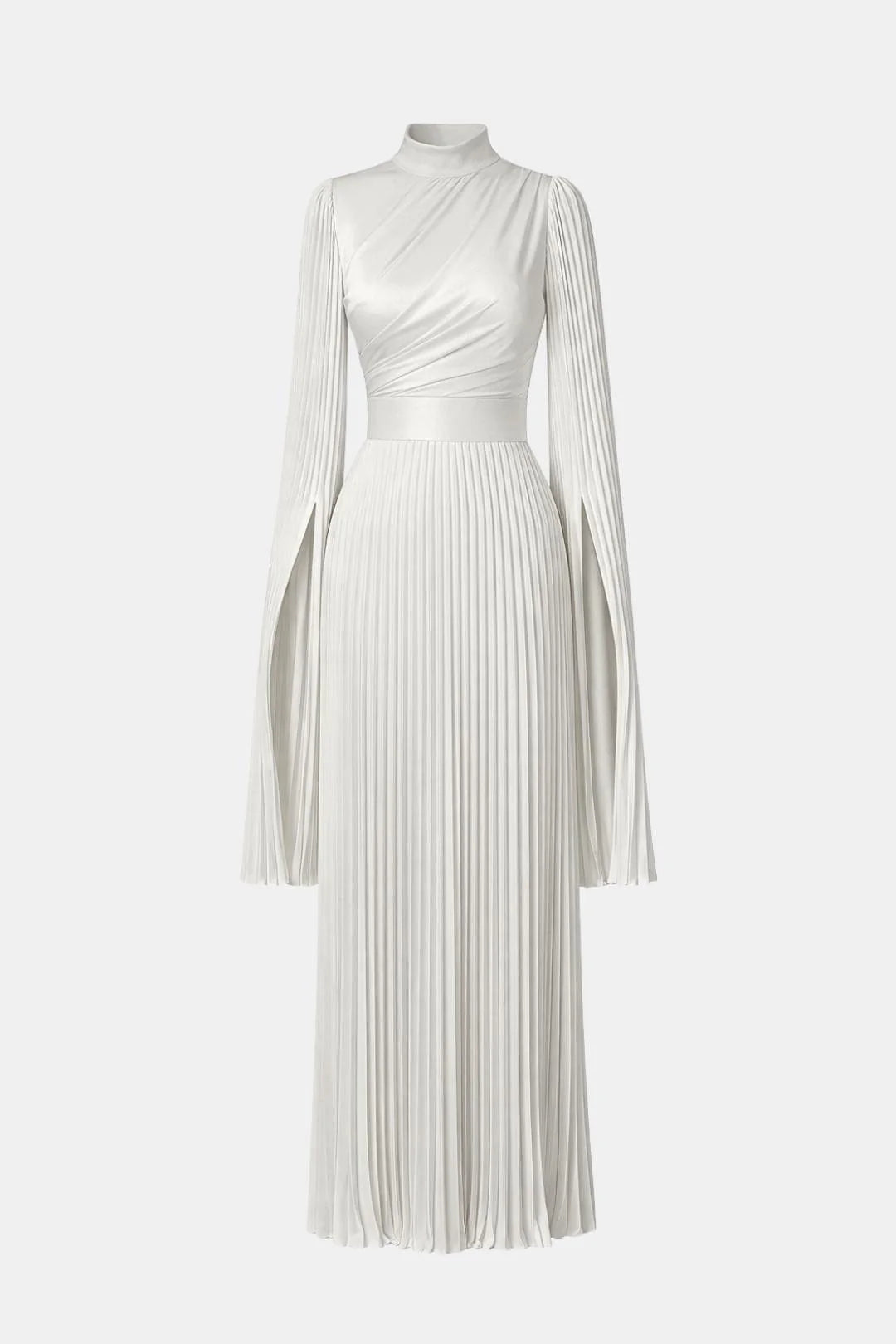 Janelle | Women's Pleated Long Sleeve Flowy Wedding Guest Dress