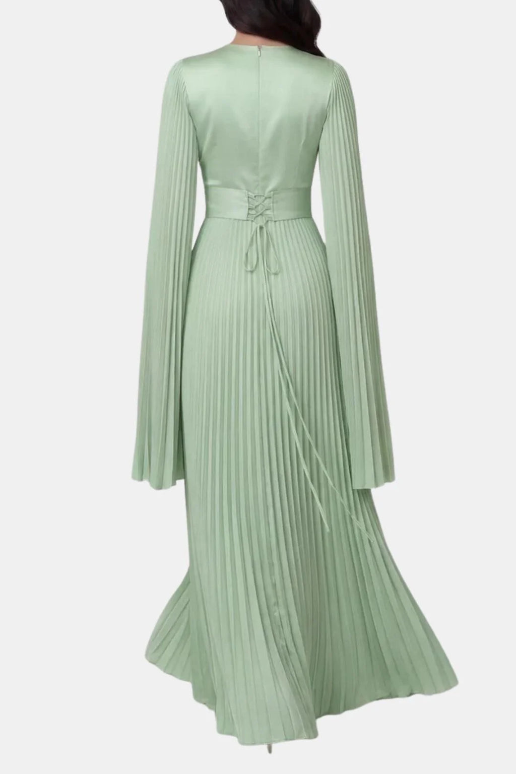 Janelle | Women's Pleated Long Sleeve Flowy Wedding Guest Dress