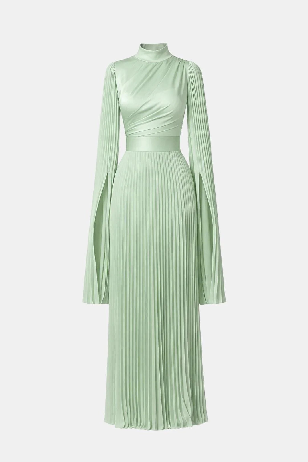Janelle | Women's Pleated Long Sleeve Flowy Wedding Guest Dress
