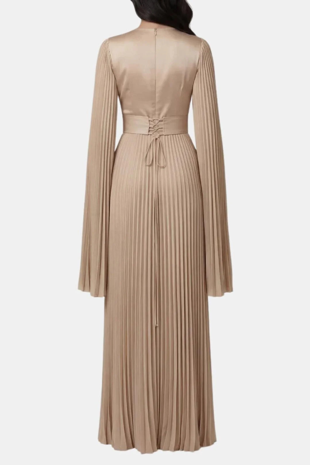 Janelle | Women's Pleated Long Sleeve Flowy Wedding Guest Dress