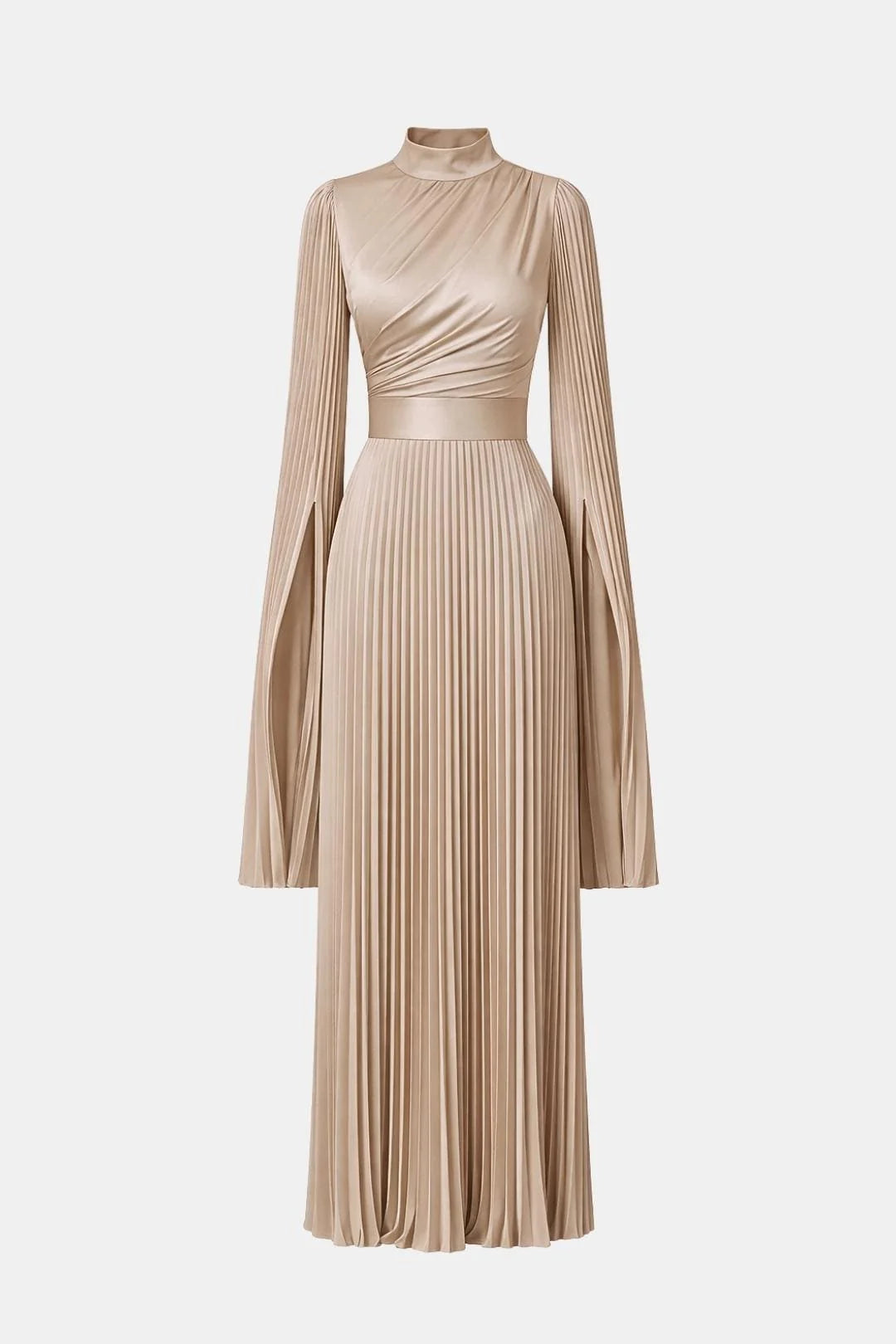 Janelle | Women's Pleated Long Sleeve Flowy Wedding Guest Dress