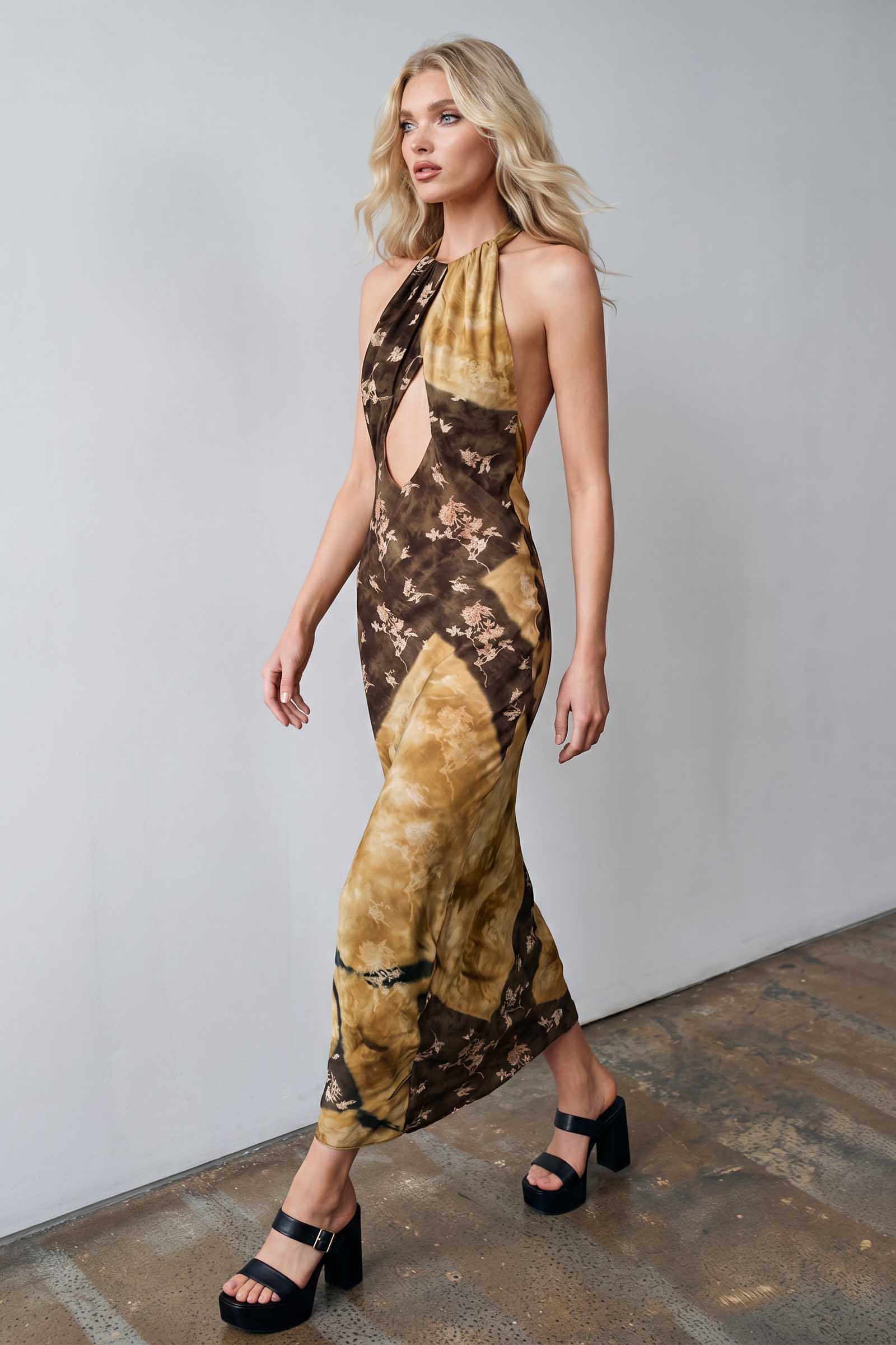 Janine | Women’s Cut Out Backless Halter Neck Maxi Dress