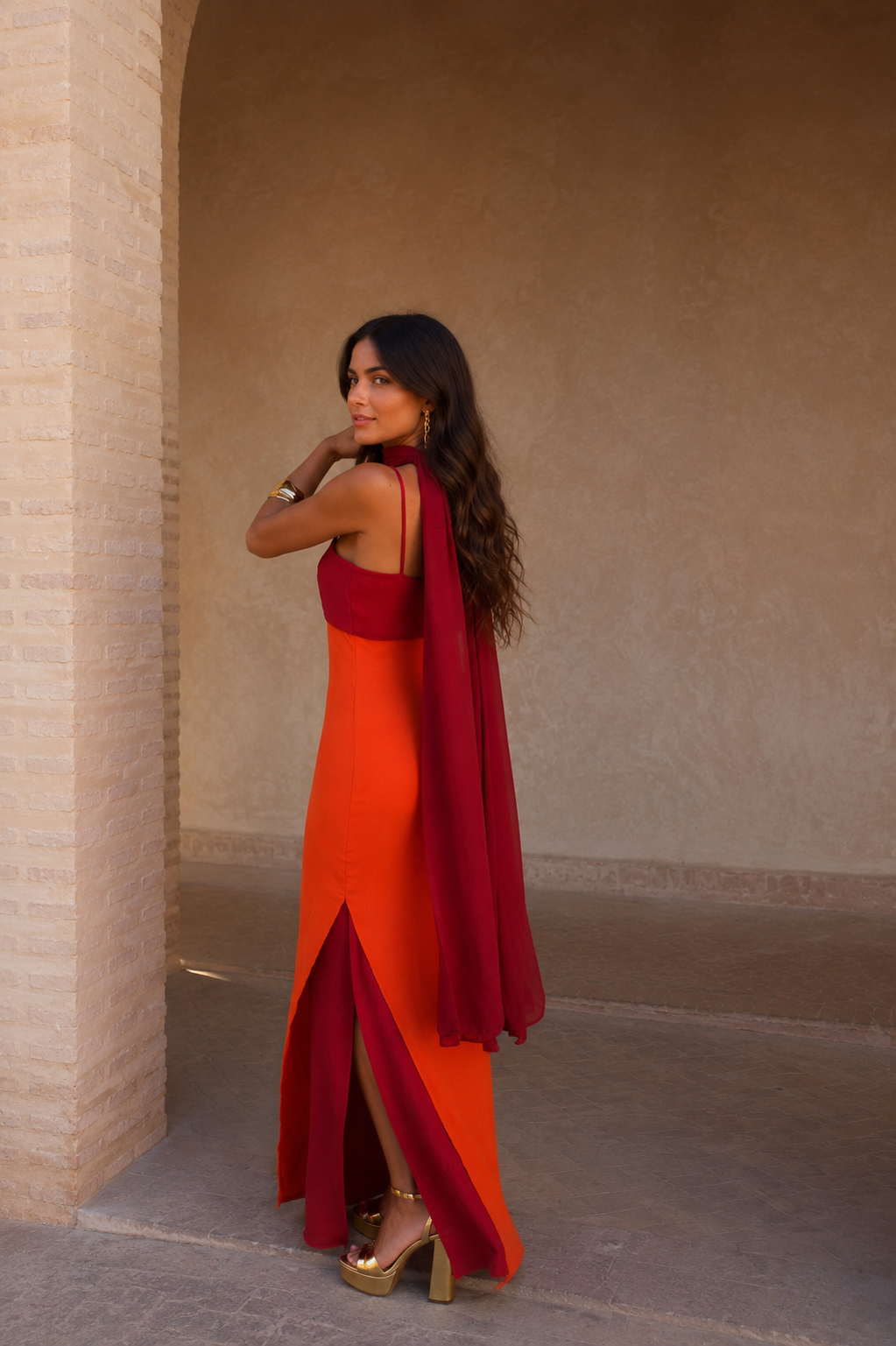 Jenna | Women’s Draped High Slit Sleeveless Maxi Dress