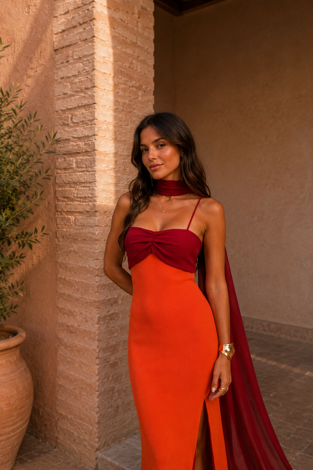 Jenna | Women’s Draped High Slit Sleeveless Maxi Dress