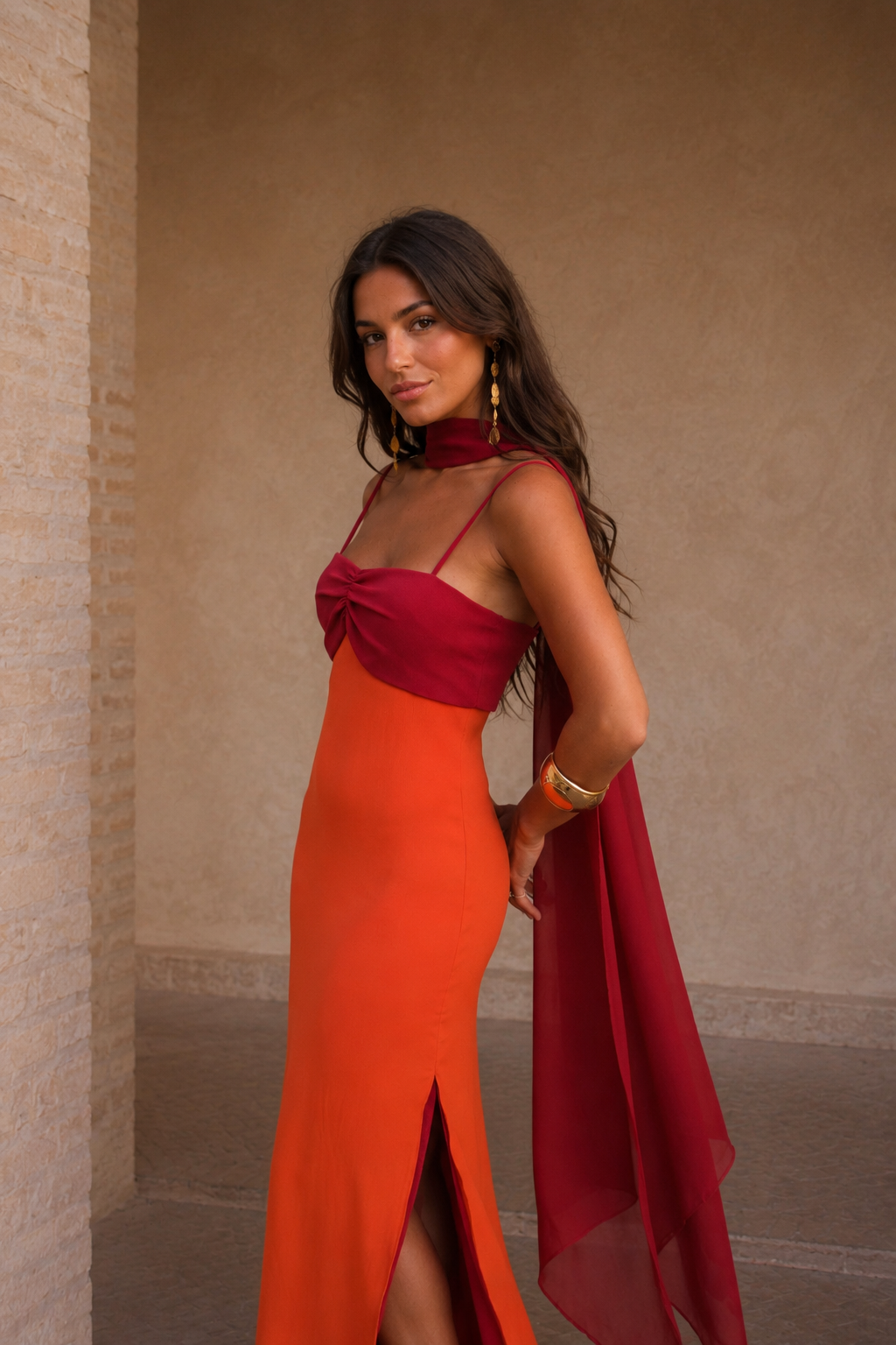 Jenna | Women’s Draped High Slit Sleeveless Maxi Dress