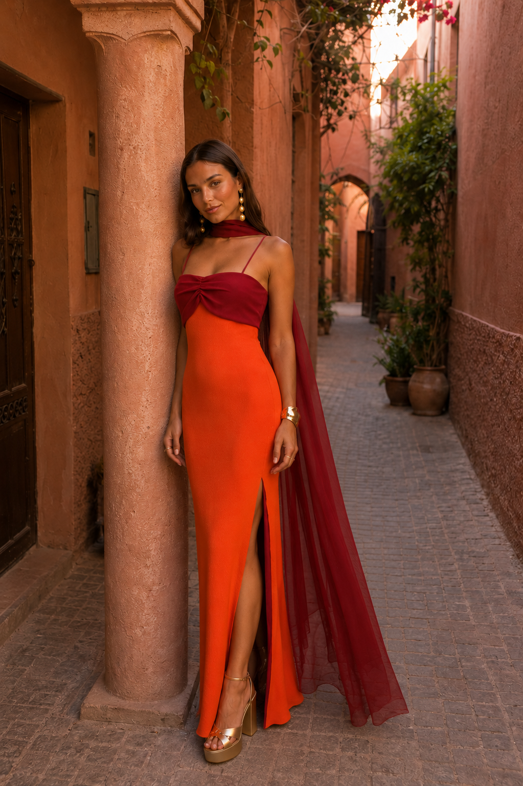 Jenna | Women’s Draped High Slit Sleeveless Maxi Dress