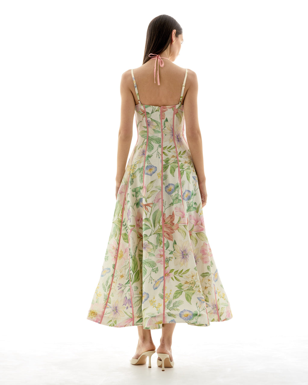 Joanna | Women’s Floral Cross Strap Open Back Midi Dress