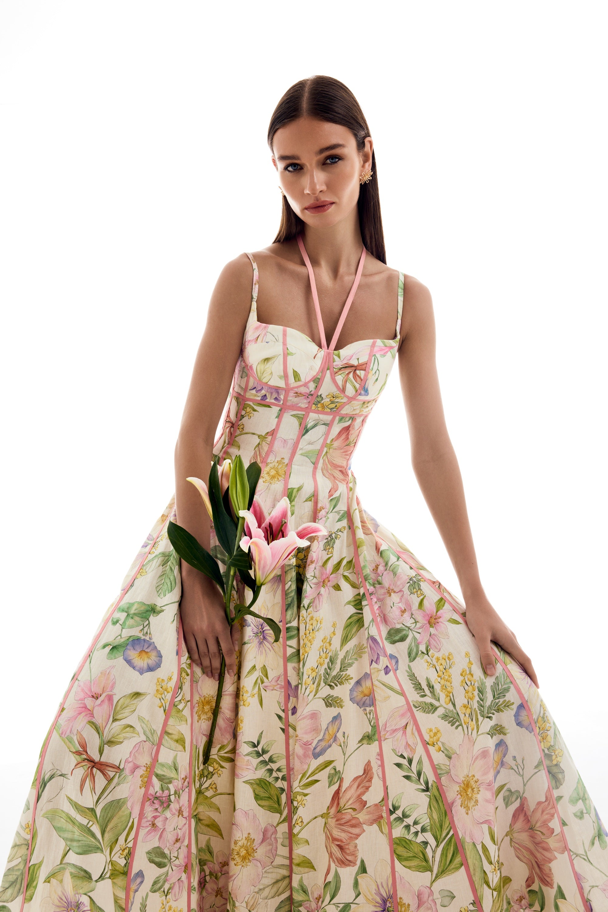 Joanna | Women’s Floral Cross Strap Open Back Midi Dress