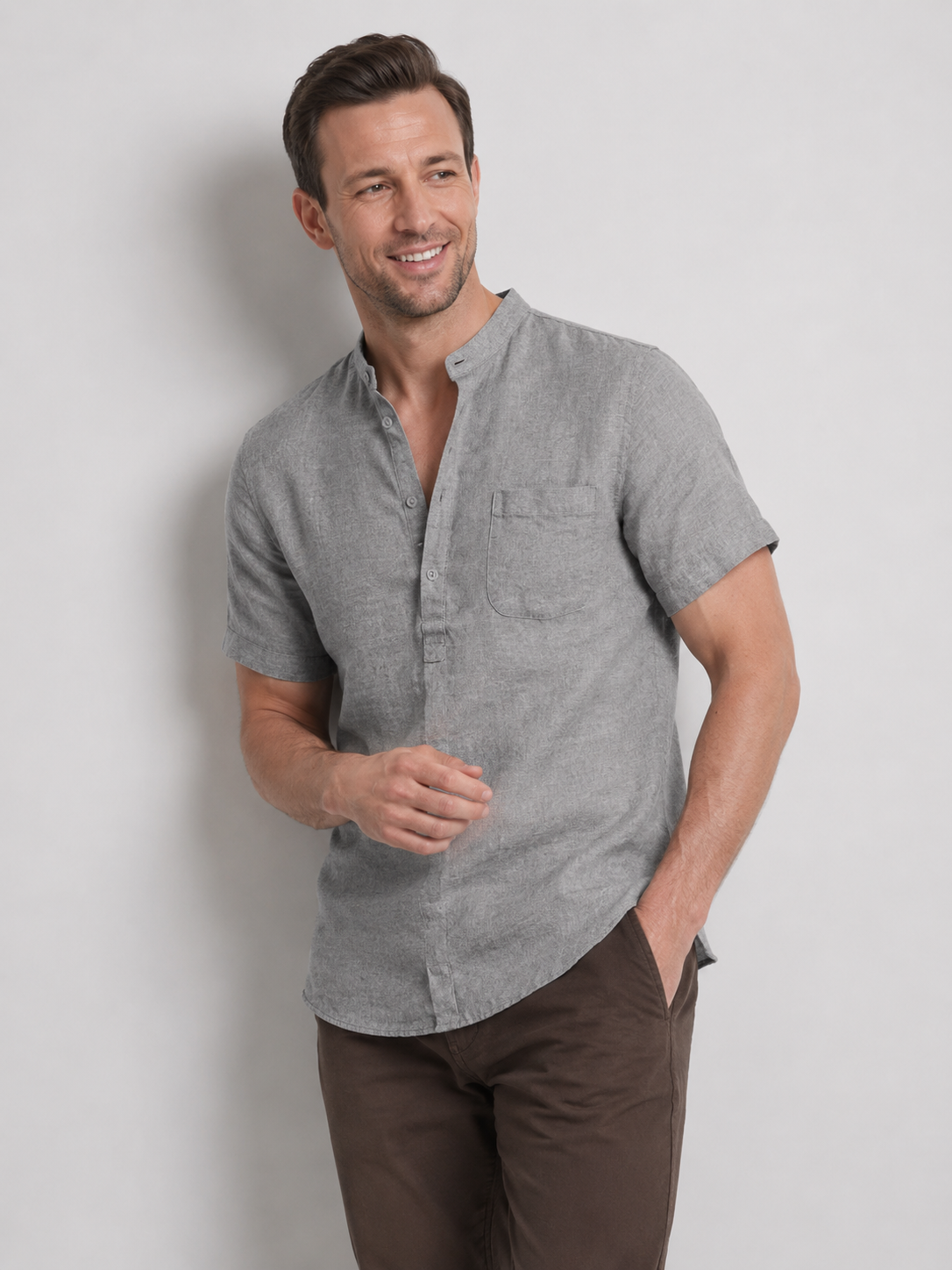 Johnny | Men's Button Front Short Sleeve Pocket Shirt