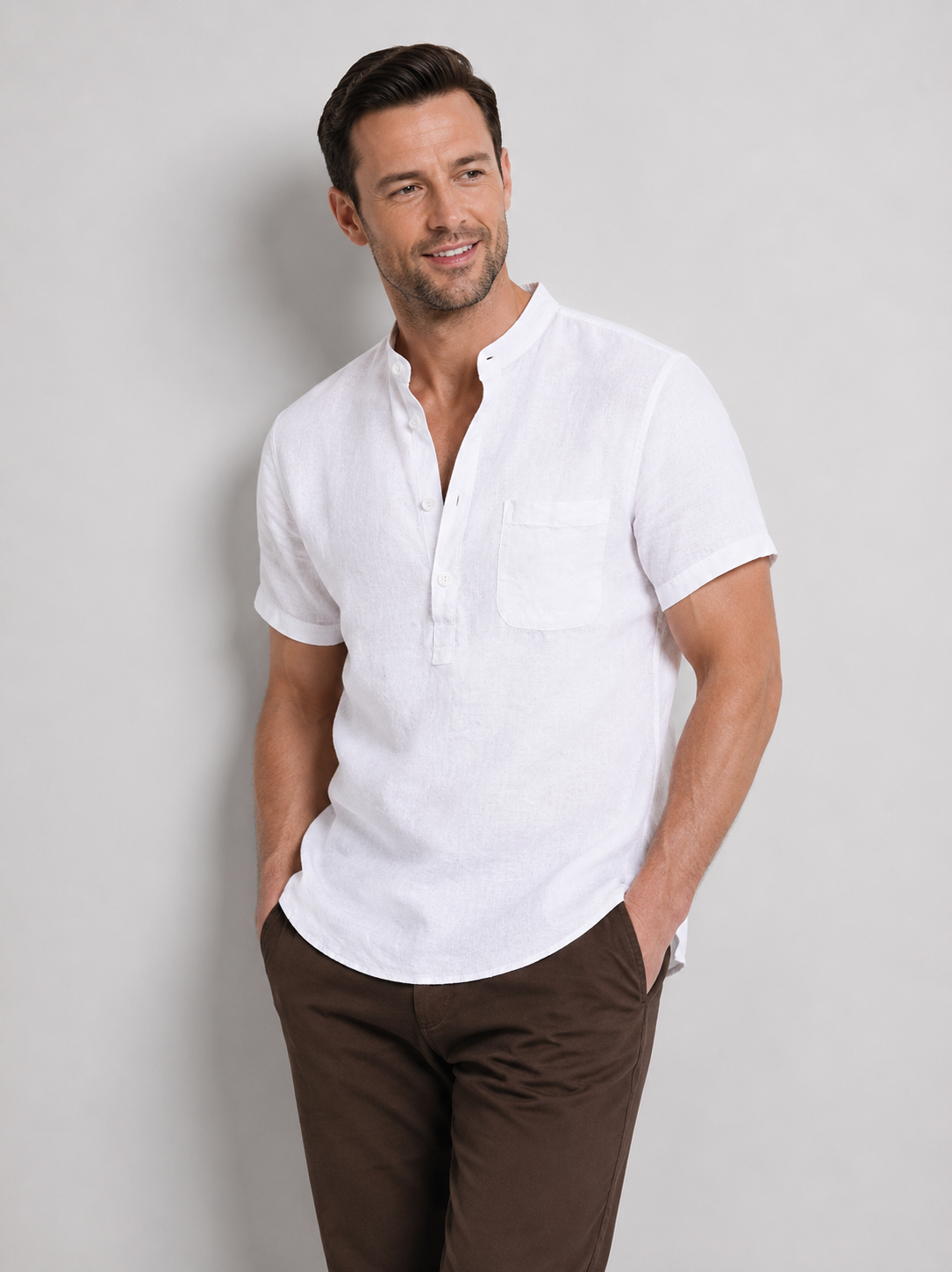 Johnny | Men's Button Front Short Sleeve Pocket Shirt