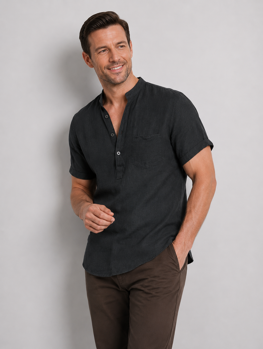 Johnny | Men's Button Front Short Sleeve Pocket Shirt