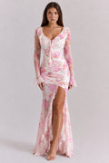 Jolene | Women’s Floral V Neck High Slit Maxi Dress