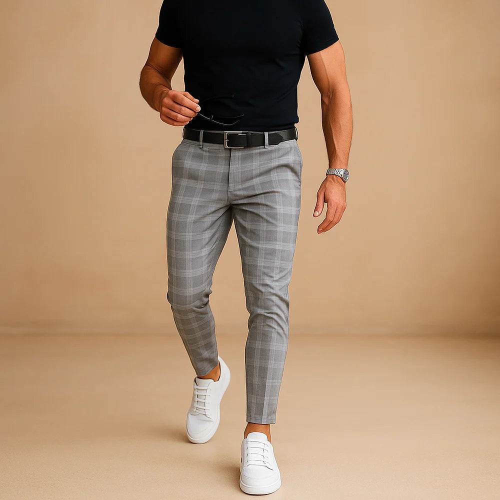 Jonathan | Men's Slim Checked Ankle-Length Dress Pants