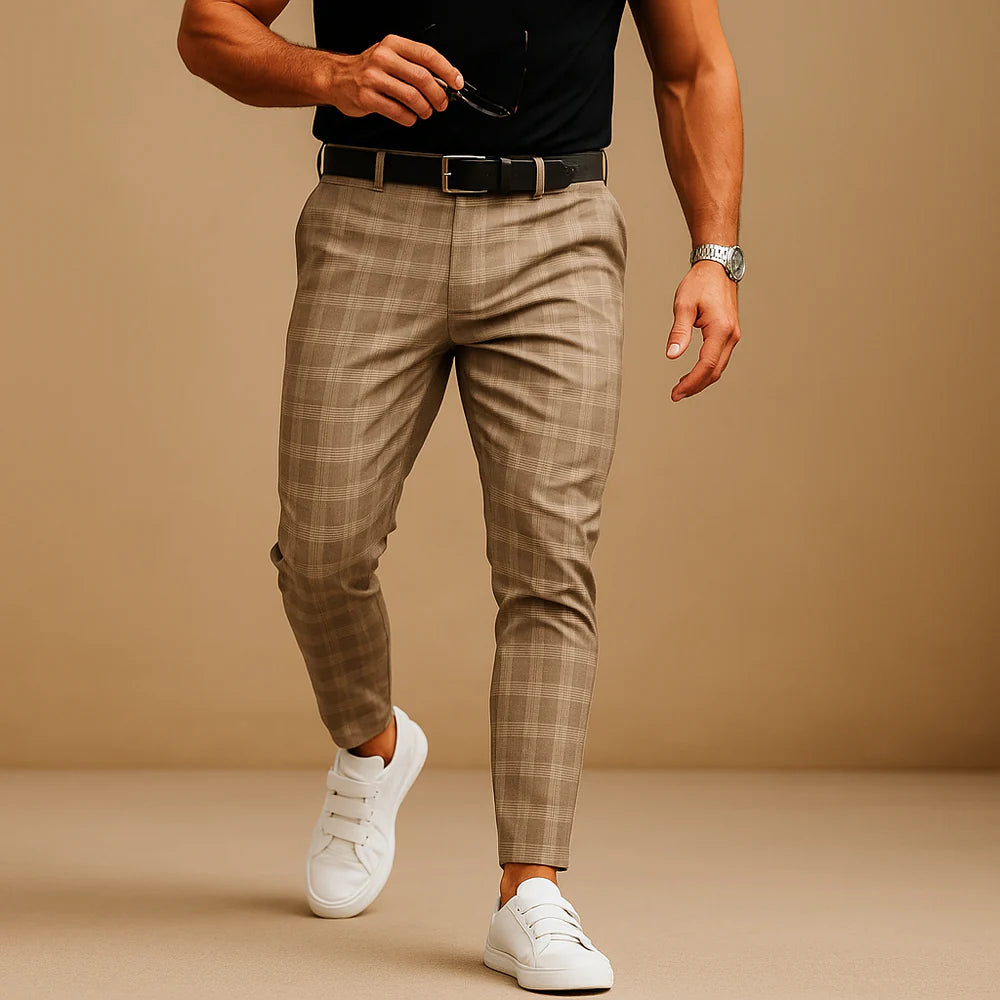 Jonathan | Men's Slim Checked Ankle-Length Dress Pants