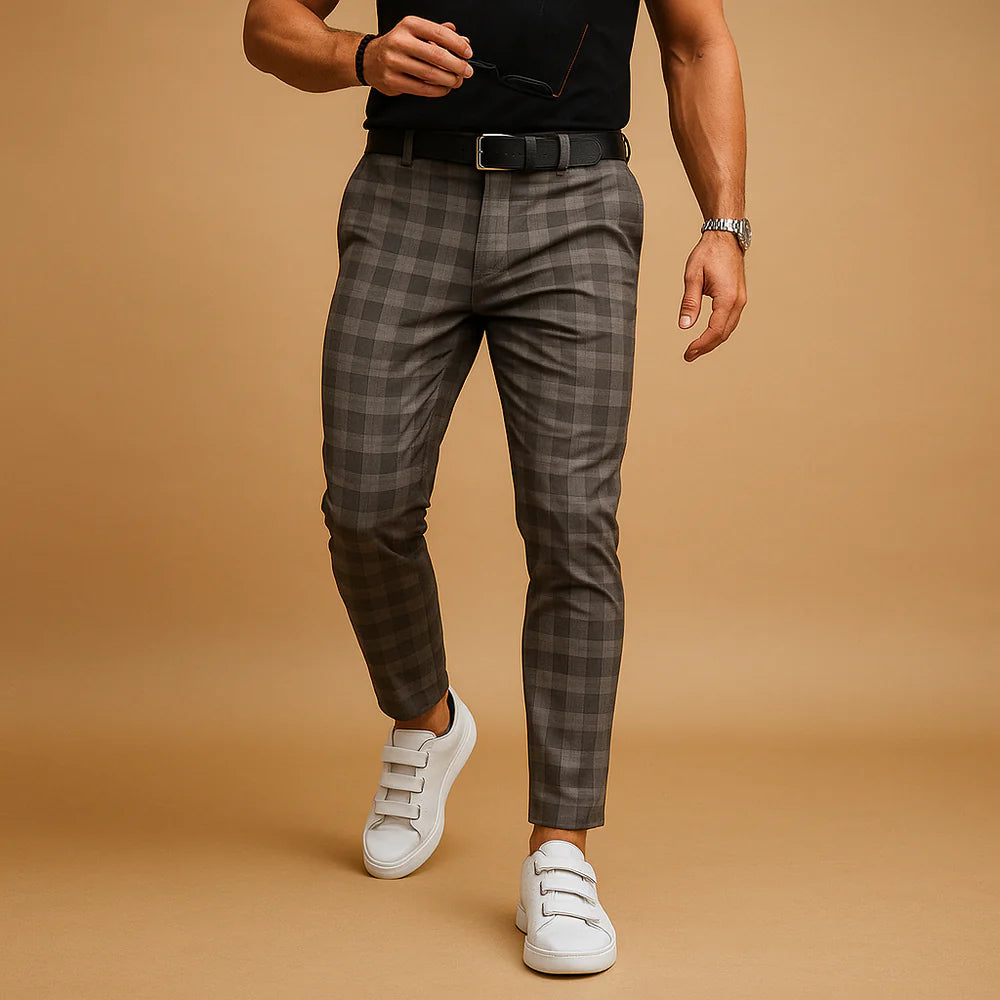 Jonathan | Men's Slim Checked Ankle-Length Dress Pants