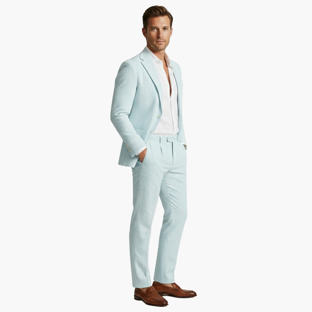 Augustine | Men’s Vertical Stripe Slim Fit Wedding Guest Suit