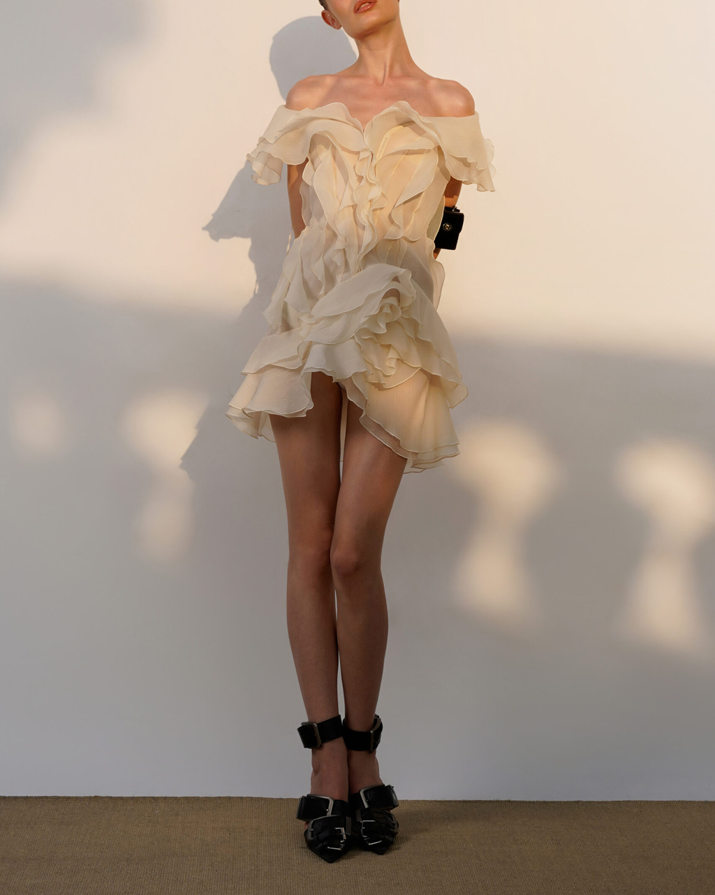 Angelica | Women’s V Neck Sleeveless Ruffled Mini Dress