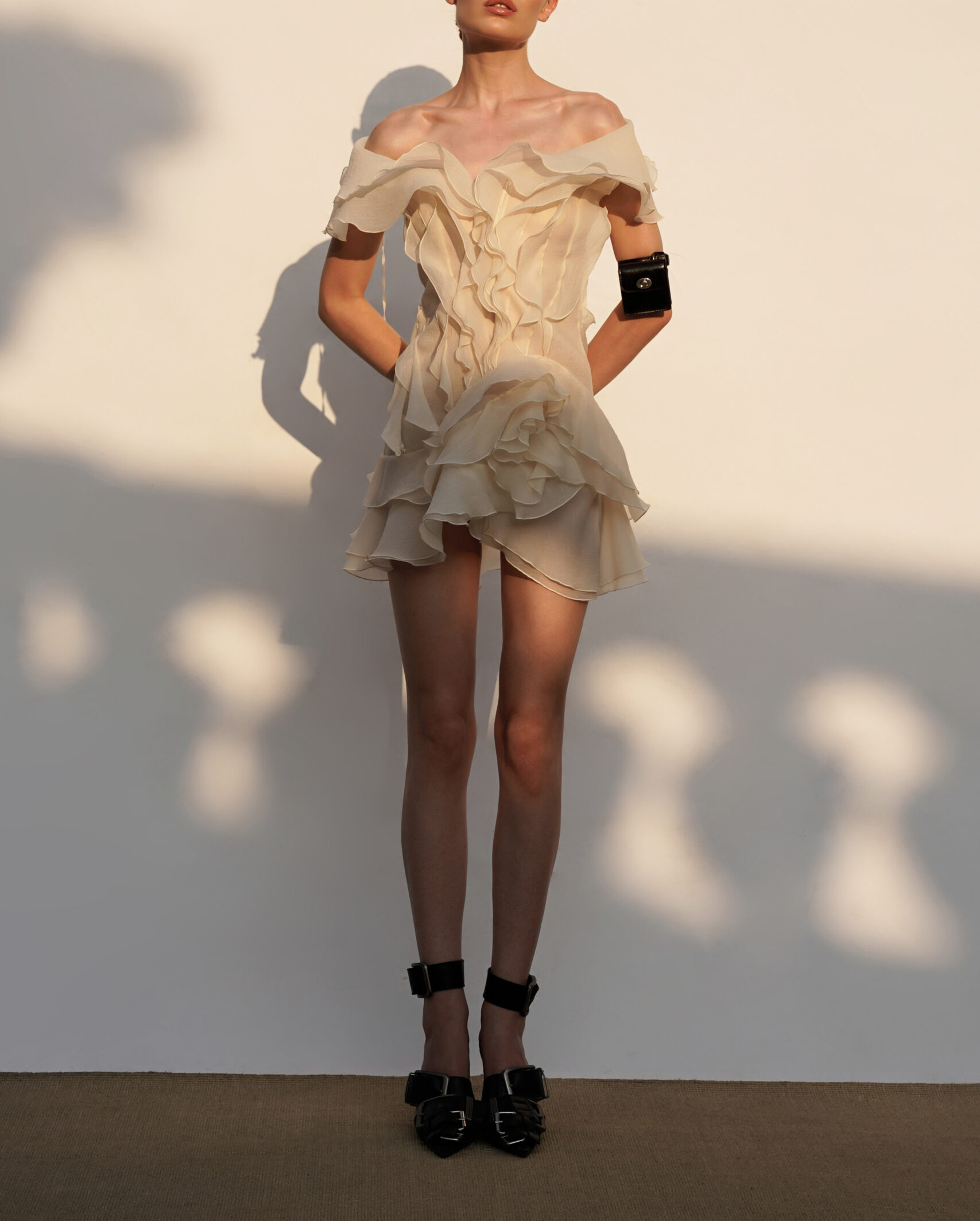 Angelica | Women’s V Neck Sleeveless Ruffled Mini Dress