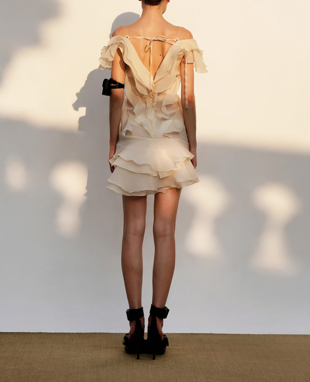 Angelica | Women’s V Neck Sleeveless Ruffled Mini Dress