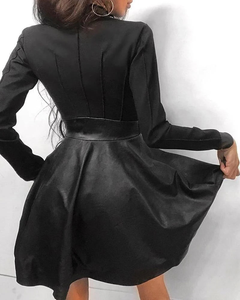 Joy | Women’s Long Sleeve Zip Front High Neck Mini Dress