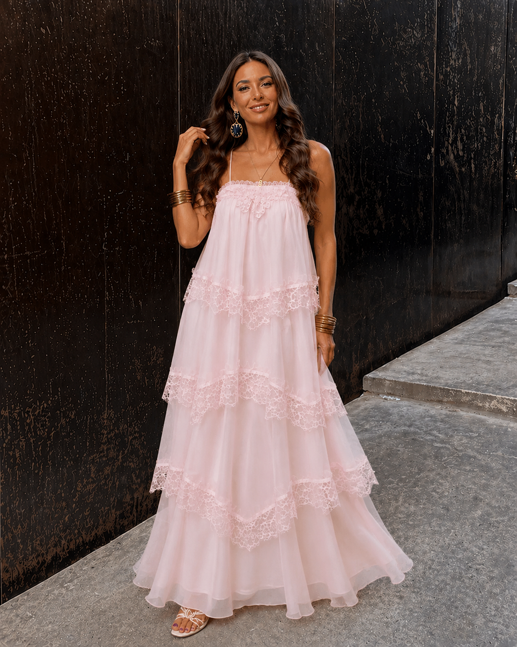 Joyce | Women’s Ruffled Tiered Sleeveless Flowy Maxi Dress