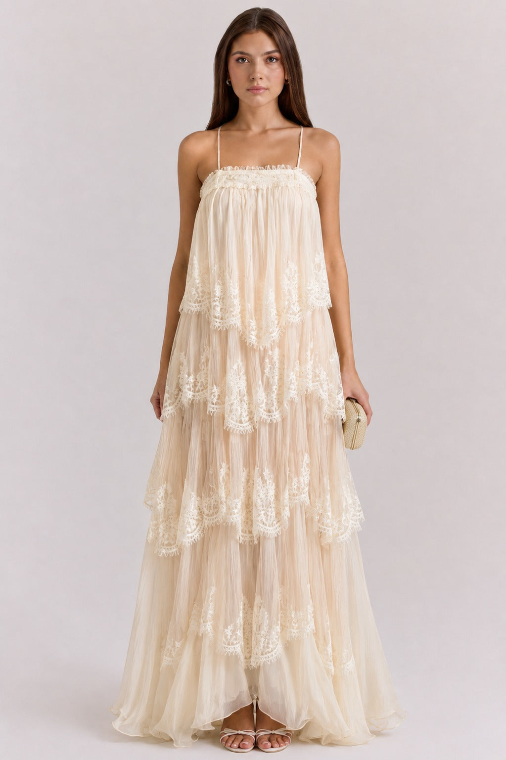 Joyce | Women’s Ruffled Tiered Sleeveless Flowy Maxi Dress