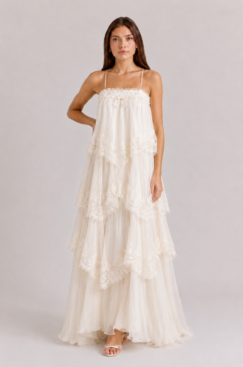 Joyce | Women’s Ruffled Tiered Sleeveless Flowy Maxi Dress