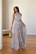 Judith | Women’s Draped Halter Neck Flowy Maxi Dress