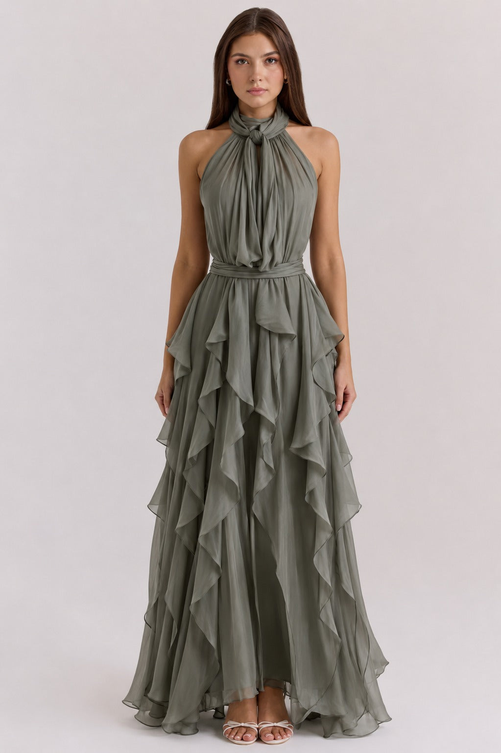 Judith | Women’s Draped Halter Neck Flowy Maxi Dress