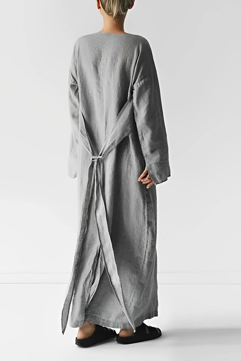 Judy | Women’s Long Sleeve Wrap Waist Tie Flowy Maxi Dress