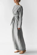 Judy | Women’s Long Sleeve Wrap Waist Tie Flowy Maxi Dress